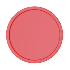 3D Red Button Round Circle. Cut Out.