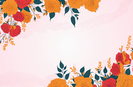 Watercolor Floral Border Design With a Beautiful hand drawn Floral Background