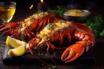 Delicious grilled lobster ready to eat. generative ai