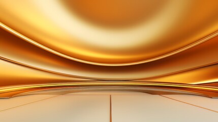 Fototapeta premium Abstract minimalistic monochrome scene with geometric shapes. Yellow golden visualization AI