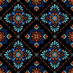 Geometric ethnic pattern seamless flower color. seamless pattern. Design for fabric,curtain,background,carpet,wallpaper,clothing,wrapping,Batik,mandalas,fabric,Vector illustration. pattern style.
