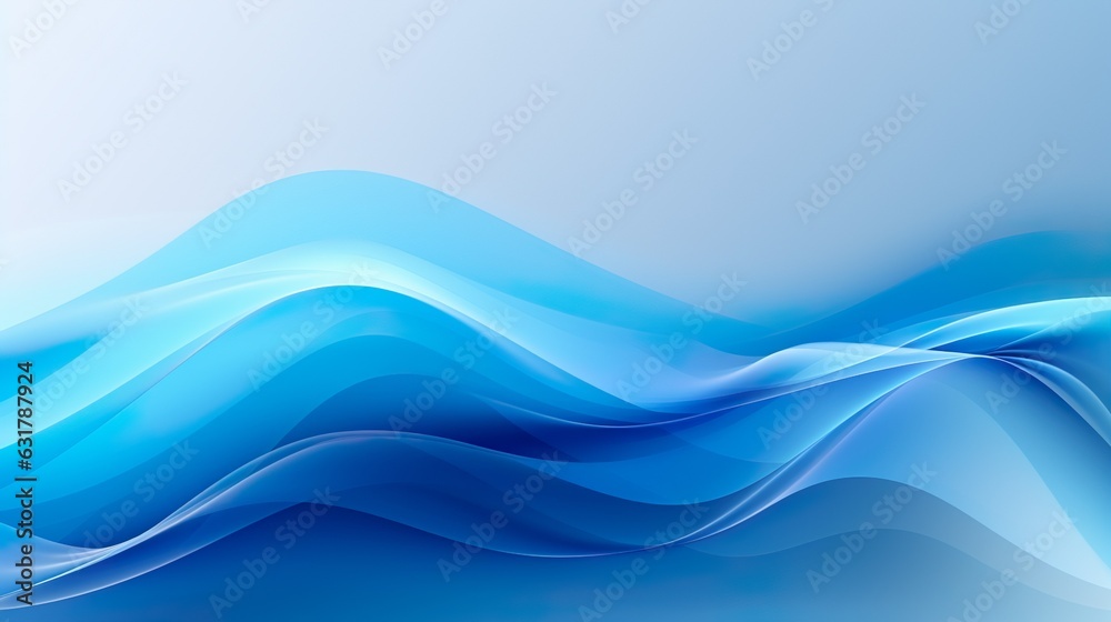Wall mural modern abstract blue background design with layers of blue and white textured lines and waves