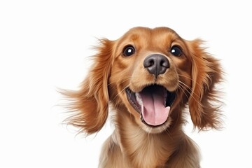 Happy dog portrait, Pet grooming services, Pet accessories,White background