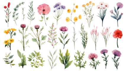 Schilderijen op glas Geschilderde Bloemen Set watercolor elements of pink roses  collection garden flowers  leaves  branches. Botanic Wedding floral design. Collection of greenery leaf plant forest herbs tropical leaves.  © Vector point