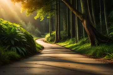 Naklejka premium road in the forest