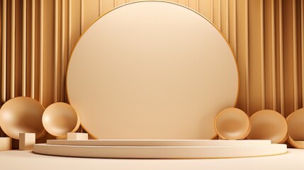 Abstract minimalistic monochrome scene with geometric shapes. Yellow golden visualization AI