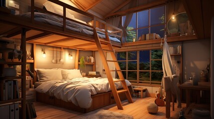 Interior of a hotel. AI generated art illustration.