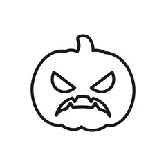 Jack O Lantern Pumpkin line icon, outline vector sign. Halloween Trick or Treat holiday symbol, logo illustration.