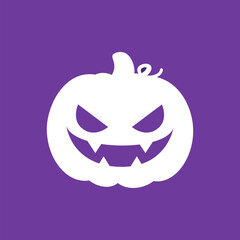 Jack O Lantern Pumpkin silhouette icon, simple flat vector sign. Halloween Trick or Treat holiday symbol, logo illustration.