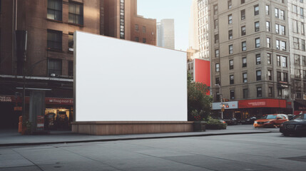 Obraz premium Generative AI. big blank billboard for new advertisement at street city, copy space, outdoor advertising poster, empty advertise poster at expressway in city, advertisement concept