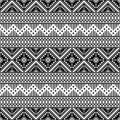 Abstract geometric background illustration design with ethnic style. Seamless pattern of Aztec tribal design for textile and decorative. Black and white colors.