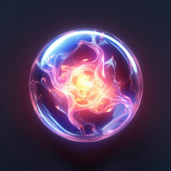 purple dynamic plasma energy glow in glass ball on a dark background