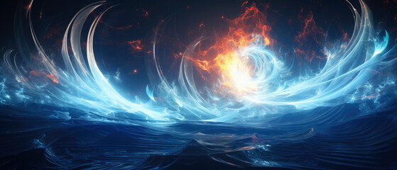 abstract elemental fusion reaction concept background
