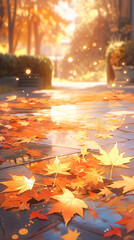 Beginning of autumn solar terms beautiful scenery autumn maple leaves falling leaves harvest season illustration