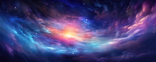 Colorful, stars and space background, panorama universe wallpaper panorama. Generative Ai. - obrazy, fototapety, plakaty
