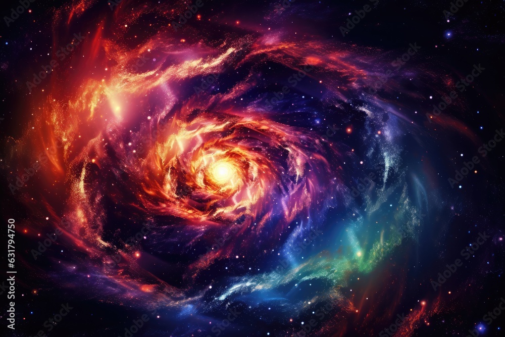 Wall mural magic and colorful spiral with galaxy on it, space and universe wallpaper. generative ai.