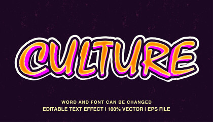 Culture editable text effect template, street graffiti retro style, premium vector