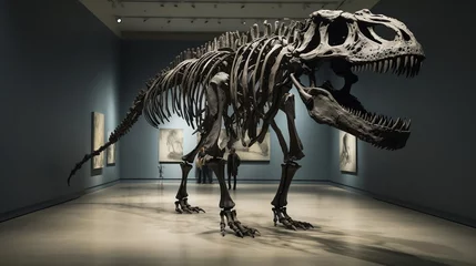 Keuken spatwand met foto Photo fossil skeleton of dinosaur king tyrannosaurus rex in museum.Ai generated © artistic