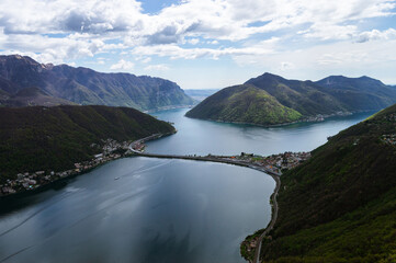 The Melide causeway on the Lugano lake