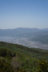 Fototapeta na wymiar 5月の長野県諏訪市と茅野市の街並み