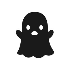 Cute Ghost icon logo silhouette. Simple flat style vector design element. Halloween creepy horror images.