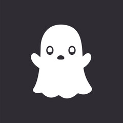 Cute Ghost icon logo. Simple flat style vector design element. Halloween creepy horror images.