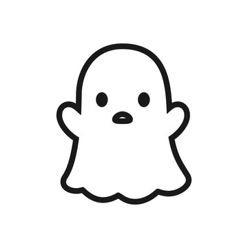 Cute Ghost icon logo outline line art. Simple flat style vector design element. Halloween creepy horror images.