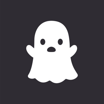 Cute Ghost icon logo. Simple flat style vector design element. Halloween creepy horror images.