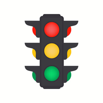 recommend clip art: Traffic control light signal with red, yellow and green color flat icon for apps and websites
