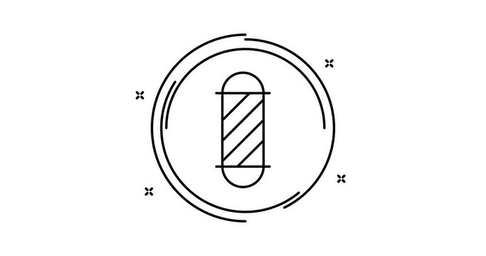 barbershop pole animated outline icon with alpha channel. barbershop pole rotation appearance 4k video animation for web, mobile and ui design