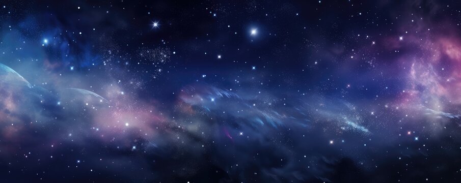 Colorful, stars and space background, panorama universe wallpaper panorama. Generative Ai. © annamaria
