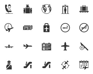 set of airport icons, flight
