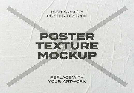 Close-Up Poster Mockup Texture Template Branding Identity Paper Glued Wall Urban