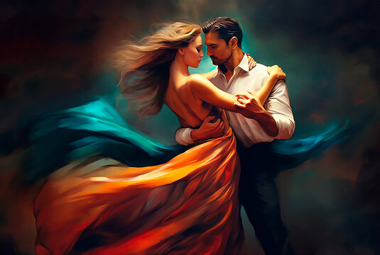 Leidenschaftlich tanzendes Paar - Zeichnung