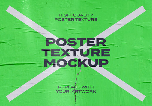 Poster Mockup Texture Art Template Branding Identity Blank Paper Glued Wall Urban