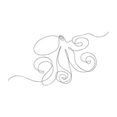 Octopus drawn by one line. Sketch. Continuous line drawing sea animal. Vector illustration in minimal style.