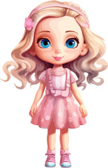 cute doll, color doll vector illustration