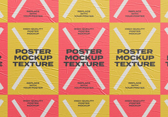 Poster Mockup Texture Art Template Branding Identity Blank Paper Glued Wall Urban