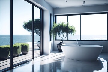 Fototapeta premium Modern bathroom concept. AI generated illustration