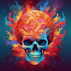 Abstract digital artwork featuring a collage of vintage anatomical skull illustrations Generative AI