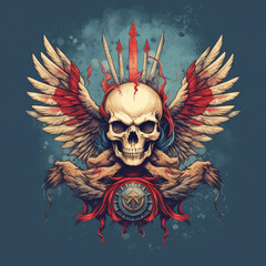 Fototapeta premium Illustration of a skull with wings, representing freedom and liberation Generative AI