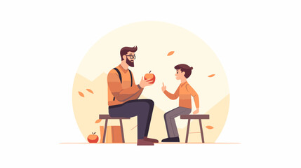 dad and son flat design 2d