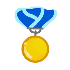 gold medal with ribbon