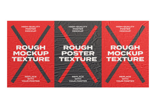 Poster Mockup Texture Art Template Branding Identity Blank Paper Glued Wall Urban