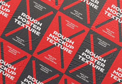Poster Mockup Texture Art Template Branding Identity Blank Paper Glued Wall Urban