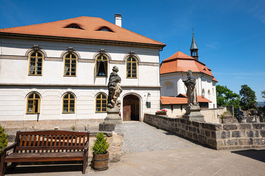 Buildings in the courtyard of Vald&scaron;tejn Castle near the town of Turnov in Bohemia, Czech Republic