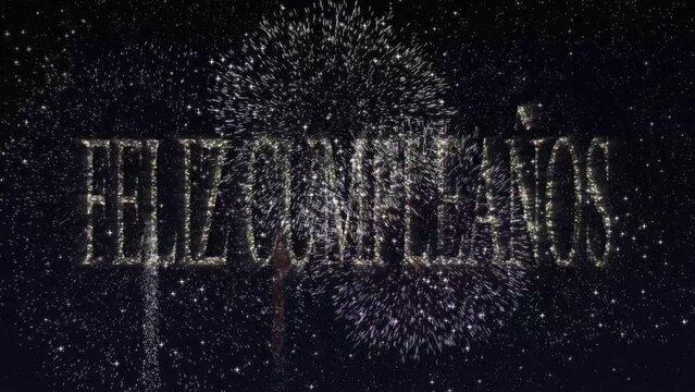 Spanish happy birthday greeting card video, Happy Birthday to you in Spanish. Hand lettering script text. Vector typography for greeting video