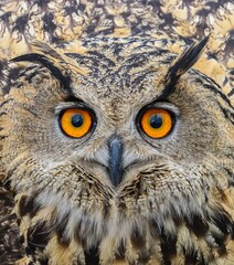 The Eurasian Eagle-Owl (Bubo bubo) is a large owl species that usually makes its nests in rock cliffs and lives in mountainous, wooded areas. It is rarely seen in Turkey. His enigmatic eyes allow him 