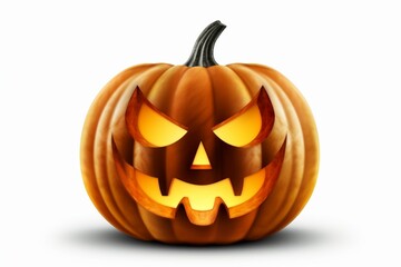 Obraz premium scary halloween pumpkin on white background, jack o' lantern