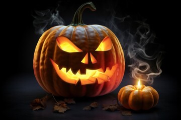 scary halloween pumpkin, jack o' lantern,halloween background, Halloween card, trick or treat, autumn decoration, holiday evening of all saints